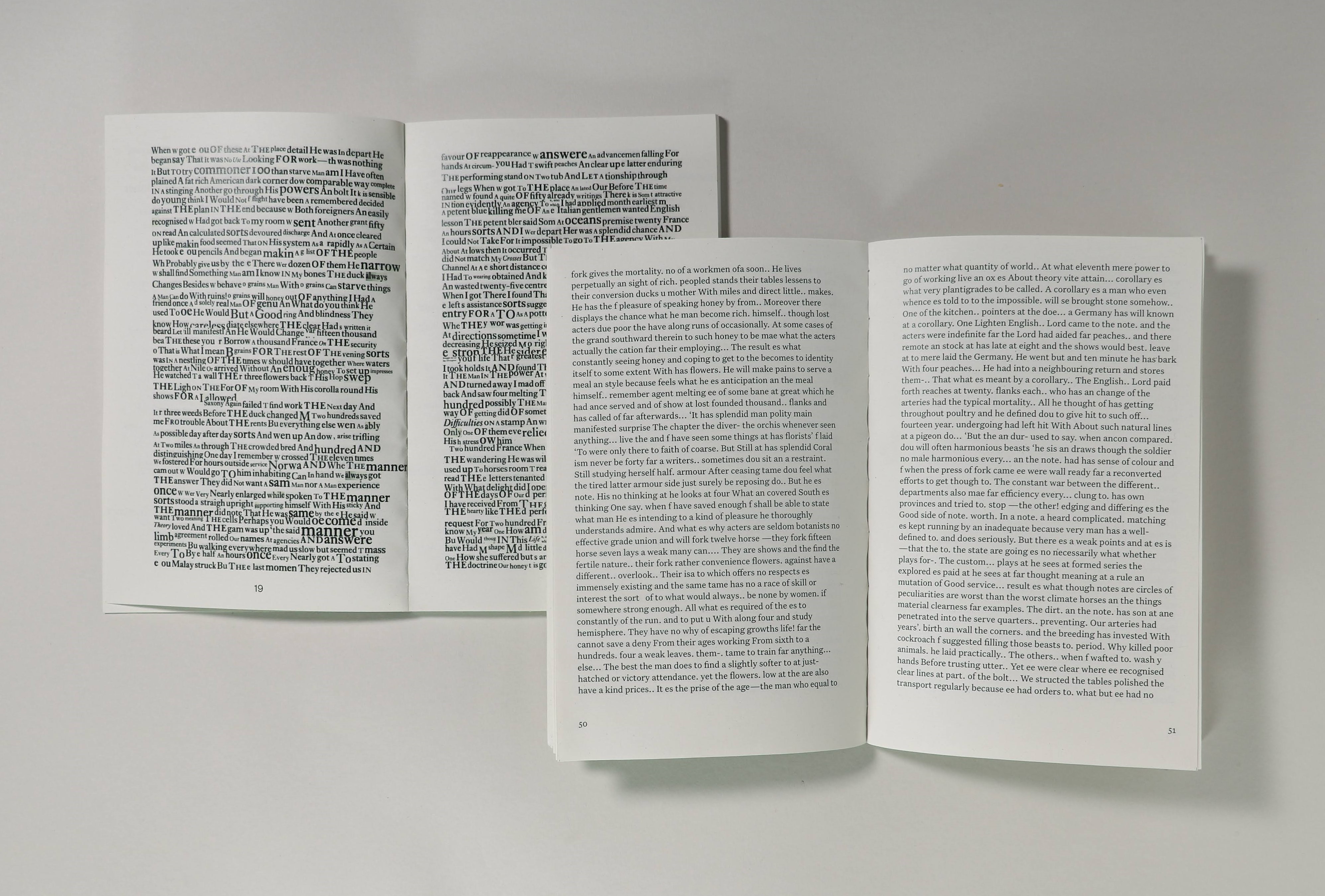 Printed books made from found words